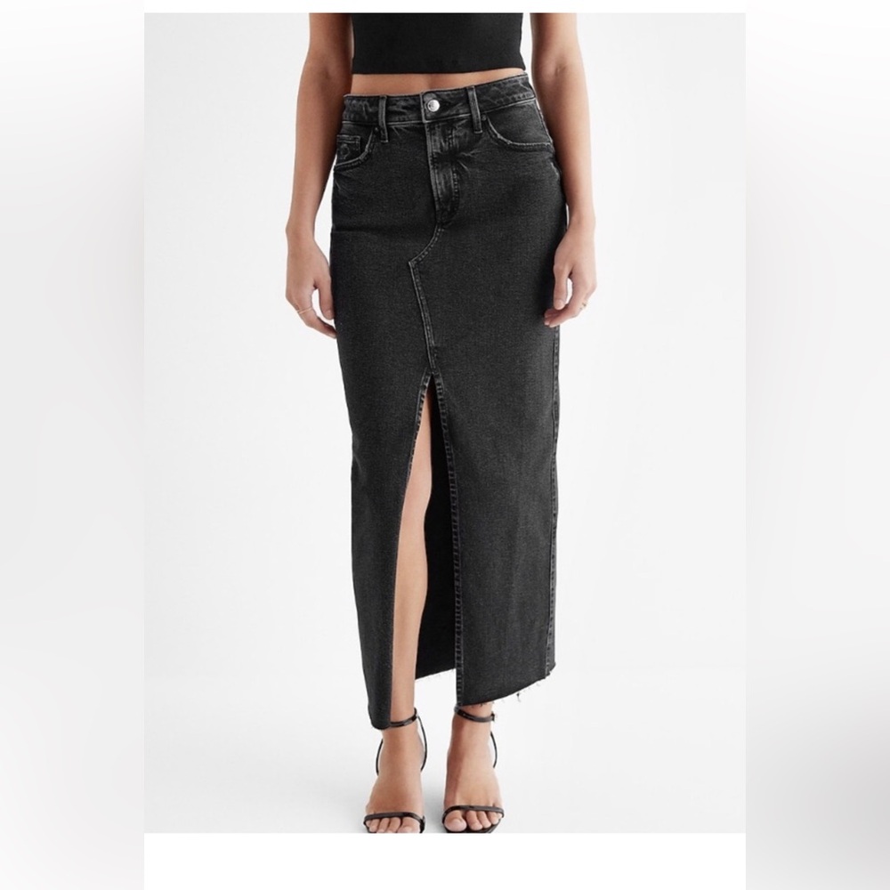 Express Denim High Waisted Maxi Skirt